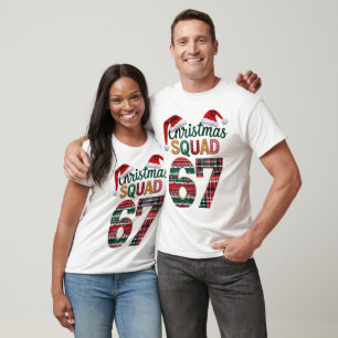 Funny 67 Six Seven Meme Brainrot Christmas Squad T-Shirt