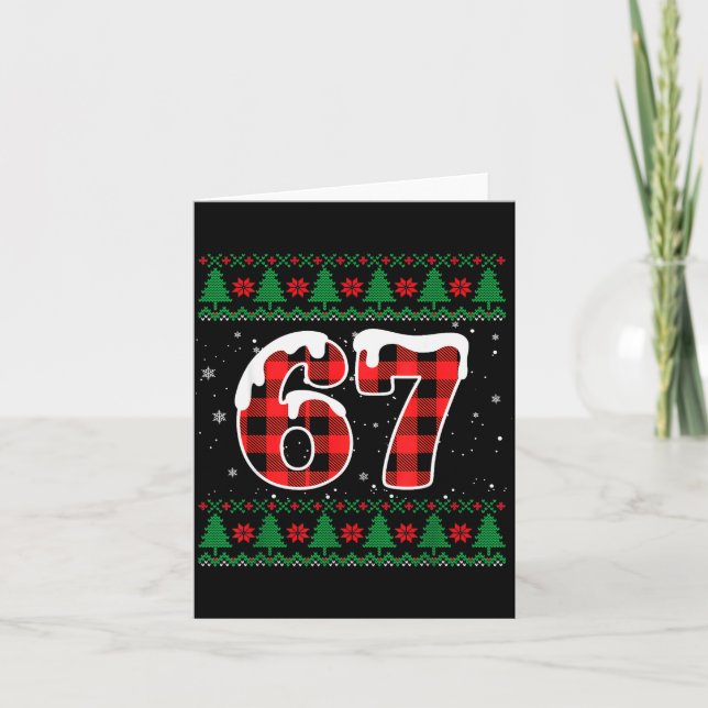 Funny 67 Six Seven Meme Brainrot Cringe Christmas  Card (Front)