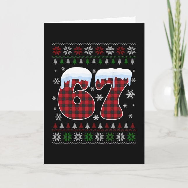 Funny 67 Six Seven Meme Brainrot Cringe Christmas  Card (Front)