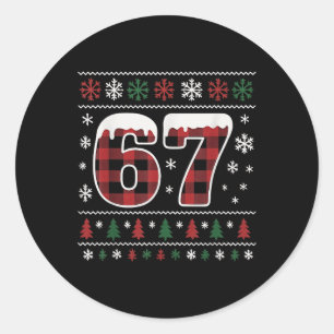 Funny 67 Six Seven Meme Brainrot Cringe Christmas  Classic Round Sticker