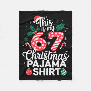 Funny 67 Six Seven Meme Brainrot Cringe Christmas  Fleece Blanket
