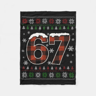 Funny 67 Six Seven Meme Brainrot Cringe Christmas Fleece Blanket