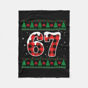 Funny 67 Six Seven Meme Brainrot Cringe Christmas  Fleece Blanket