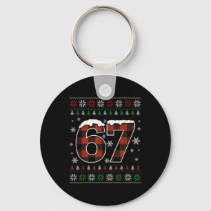 Funny 67 Six Seven Meme Brainrot Cringe Christmas  Key Ring
