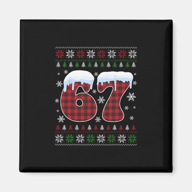 Funny 67 Six Seven Meme Brainrot Cringe Christmas  Magnet (Front)
