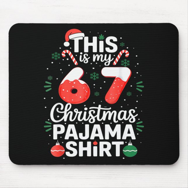 Funny 67 Six Seven Meme Brainrot Cringe Christmas  Mouse Pad (Front)