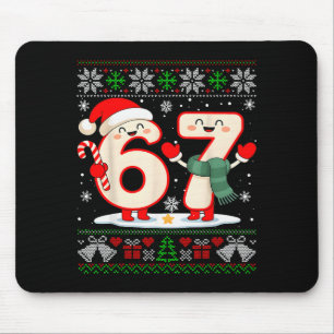 Funny 67 Six Seven Meme Brainrot Cringe Christmas  Mouse Pad