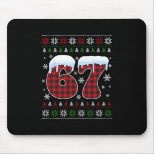 Funny 67 Six Seven Meme Brainrot Cringe Christmas  Mouse Pad