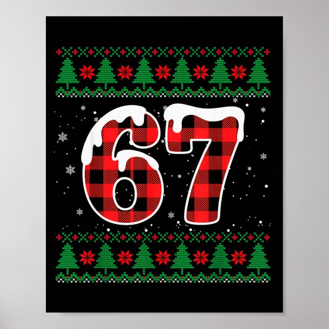 Funny 67 Six Seven Meme Brainrot Cringe Christmas  Poster (Front)