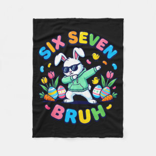 Funny 67 six seven meme bruh rabbit dabbing easter fleece blanket