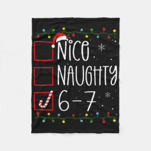 Funny 67 Six Seven Meme Christmas Naughty Nice Lis Fleece Blanket