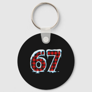 Funny 67 Six Seven Meme Christmas Pajamas Key Ring