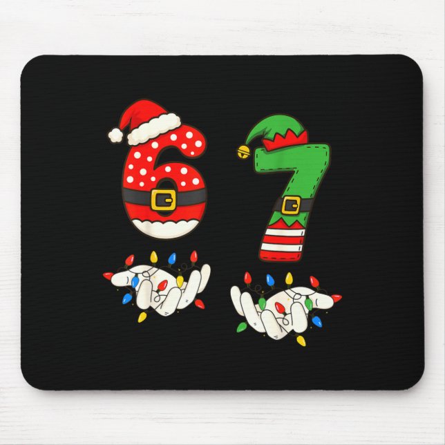 Funny 67 Six Seven Meme Couple Matching Christmas  Mouse Pad (Front)