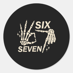 Funny 67 Six Seven Meme Couple Matching Halloween  Classic Round Sticker