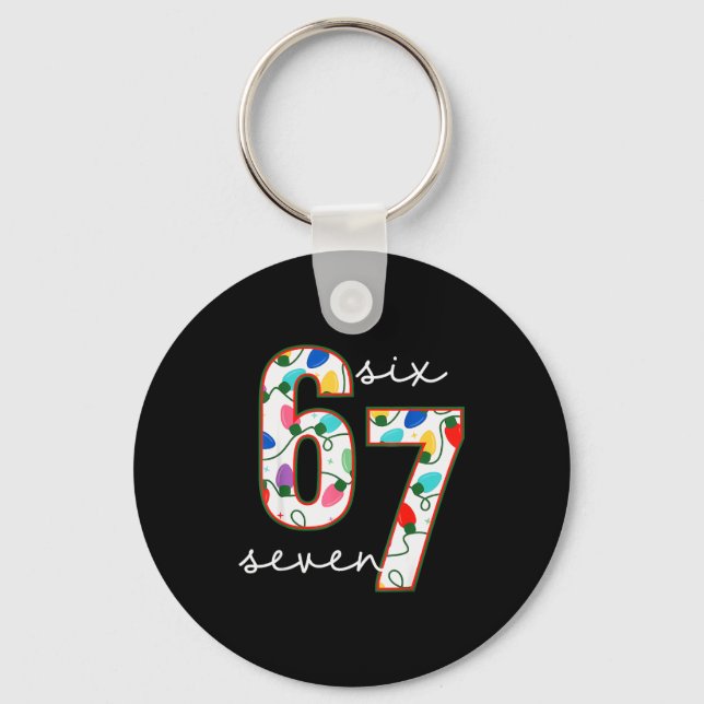 Funny 67 Six Seven Meme Cringe Christmas  Key Ring (Front)