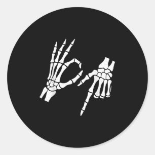 Funny 67 Six Seven Meme Halloween Skeleton Hands  Classic Round Sticker
