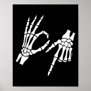 Funny 67 Six Seven Meme Halloween Skeleton Hands Poster
