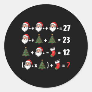 Funny 67 Six Seven Santa Tree Math Teacher Christm Classic Round Sticker