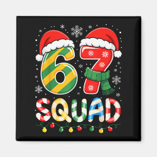 Funny 67 Squad Candy Cane Santa Hat Christmas Men  Magnet