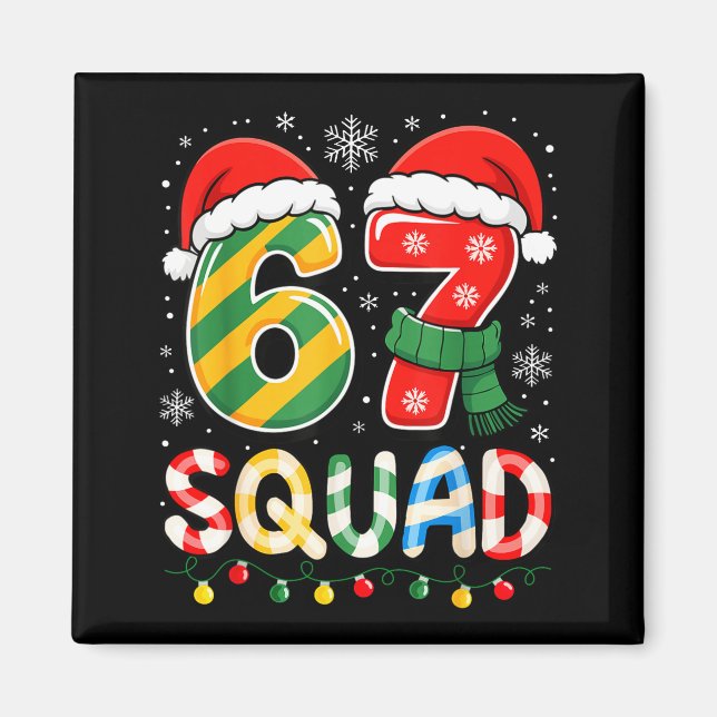 Funny 67 Squad Candy Cane Santa Hat Christmas Men  Magnet (Front)