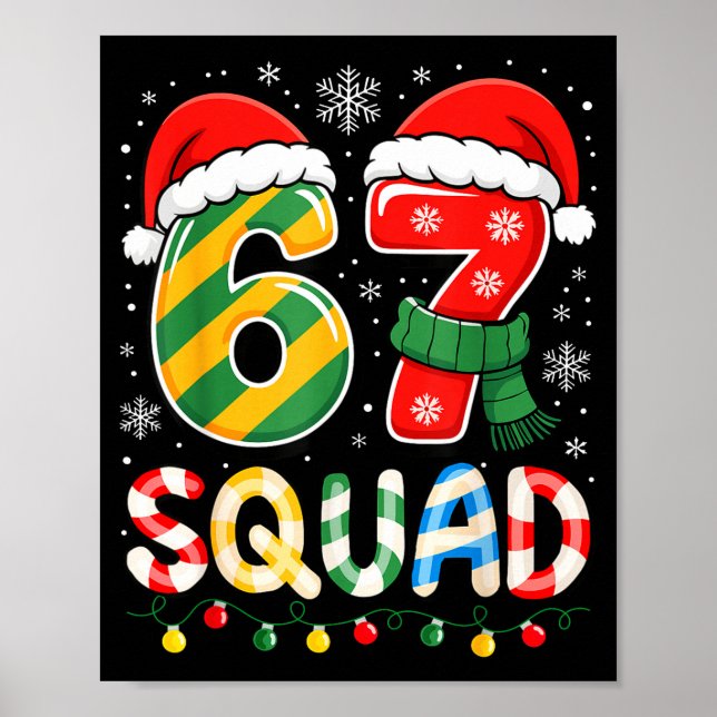 Funny 67 Squad Candy Cane Santa Hat Christmas Men  Poster (Front)