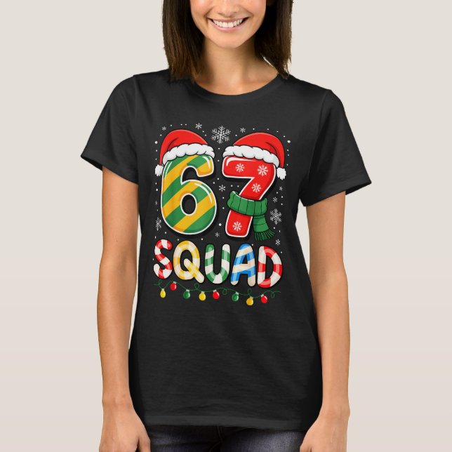 Funny 67 Squad Candy Cane Santa Hat Christmas Men  T-Shirt (Front)