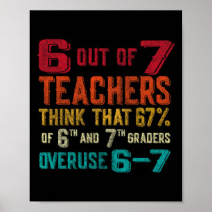 Funny 67 Teacher Middle School Teacher 6 7 Funny O Poster