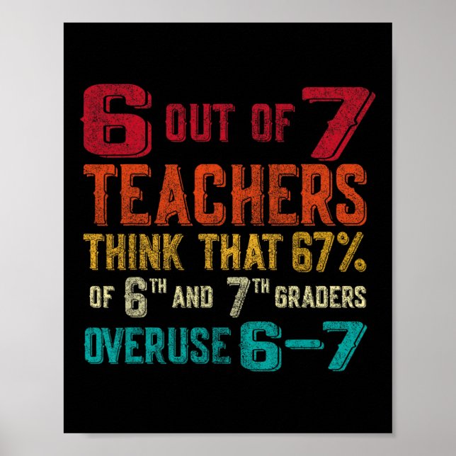 Funny 67 Teacher Middle School Teacher 6 7 Funny O Poster (Front)