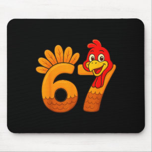 Funny 67 Thanksgiving Turkey Face 67 Number  Mouse Pad