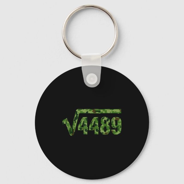 Funny 67 Trendy Square Root 4489 Camo Tee  Key Ring (Front)