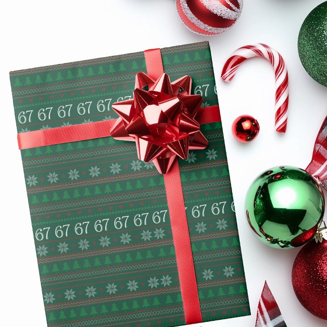 Funny 67 Ugly Christmas Sweater Party 6 7 Wrapping Paper (Creator Uploaded)
