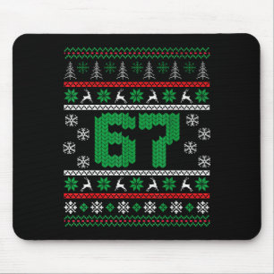 Funny 67 Ugly Christmas Sweater Six Seven Meme Mat Mouse Pad