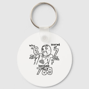 Funny 67 Why Is 6 Scared Of 7 Because 789 Men Wome Key Ring