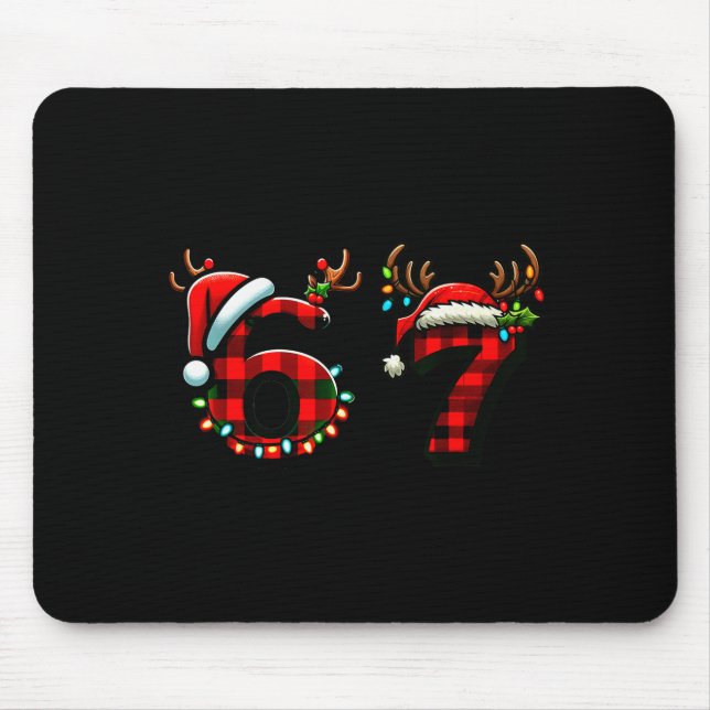 Funny 67 Xmas Six Seven Meme Brainrot Christmas Pa Mouse Pad (Front)