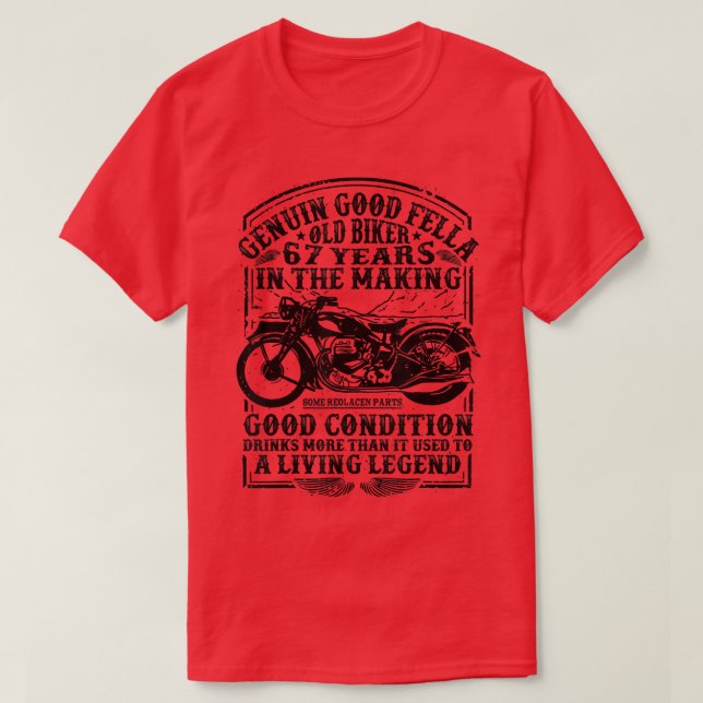 Funny 67 Years Old Biker Retro Style Classic Motor T-Shirt (Design Front)