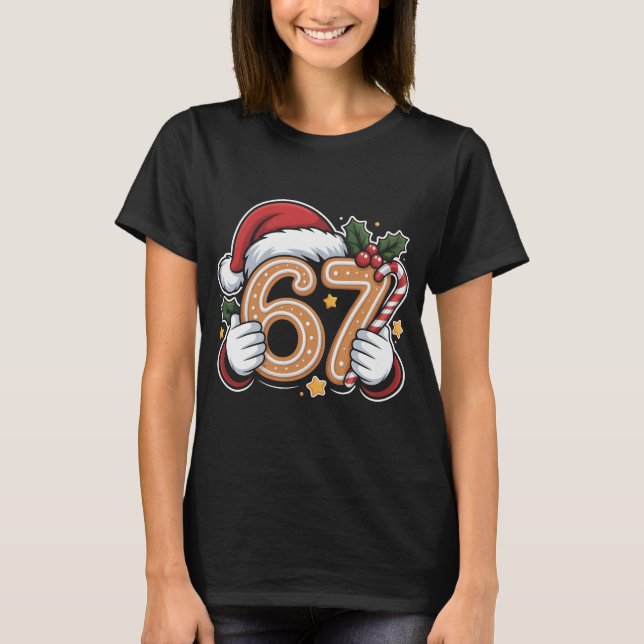 Funny 67th Birthday Christmas Gingerbread T-Shirt, T-Shirt (Front)