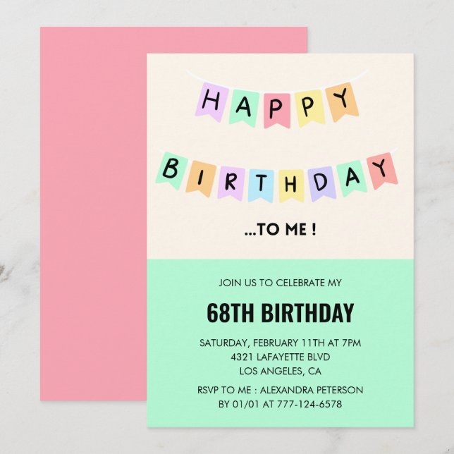  Funny 68th birthday invitations Happy Birthday (Front/Back)