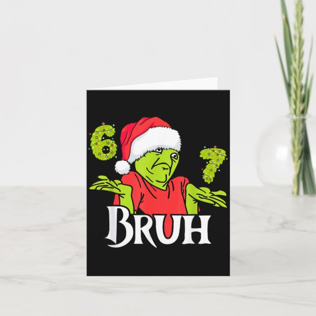 Funny 6 7 Bruh Merry Christmas Santa 67 Meme Men W Card (Front)