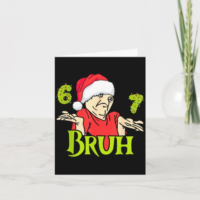 Funny 6 7 Bruh Merry Christmas Santa 67 Meme Men W Card (Front)