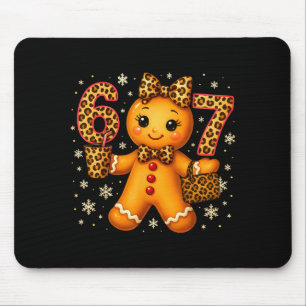 Funny 6 7 Christmas Leopard Bow Gingerbread Girls  Mouse Pad