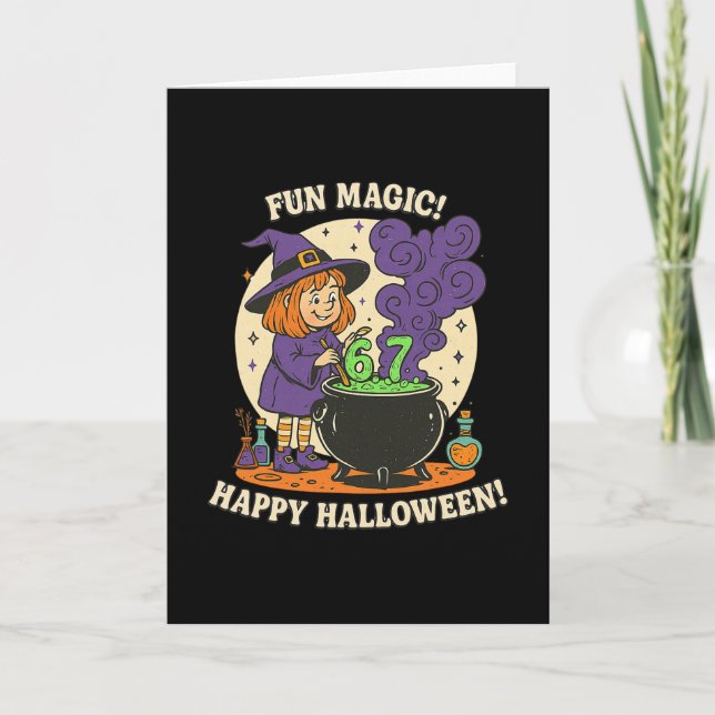 Funny 6 7 Halloween Costume Witch Cute Retro Fun M Card (Front)