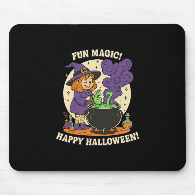 Funny 6 7 Halloween Costume Witch Cute Retro Fun M Mouse Pad (Front)