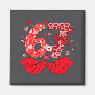 Funny 6 7 Hands Meme Cute Valentine's Day Six Seve Magnet