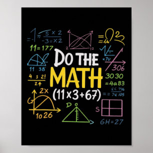 Funny 6.7 Math Teacher 100 Days Of School Equation Poster