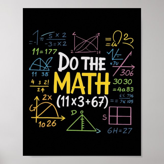 Funny 6.7 Math Teacher 100 Days Of School Equation Poster (Front)