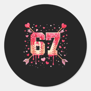 Funny 6 7 Melting Number Arrow Baseball Drip Valen Classic Round Sticker
