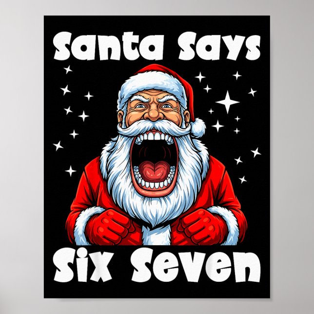 Funny 6 7 Meme Big Mouth Boy Santa Claus Says Merr Poster (Front)