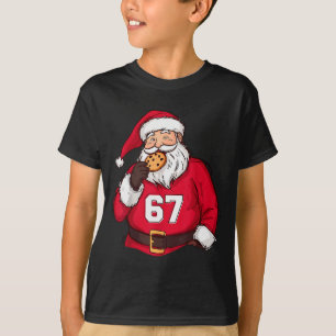 Funny 6 7 Meme Brainrot Santa Claus For Boys Kids T-Shirt