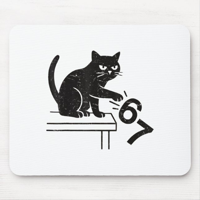 Funny 6 7 Meme Cat Knocking Off 67  Mouse Pad (Front)