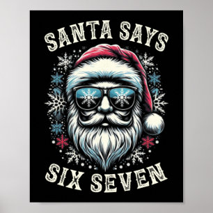 Funny 6-7 Meme Christmas Santa Six Seven Brain Rot Poster